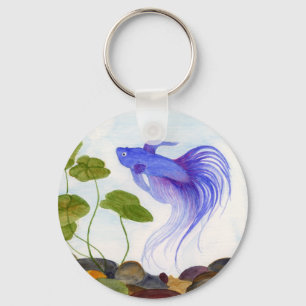 Blue Betta Fish Keychain Nyckelring