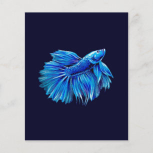 Blue Betta Fish on Navy Aquarium Älskare Flygblad
