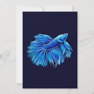 Blue Betta Fish on Navy Aquarium Älskare Julkort