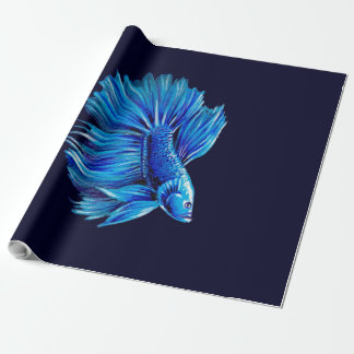 Blue Betta Fish on Navy |Aquarium Älskare Presentpapper