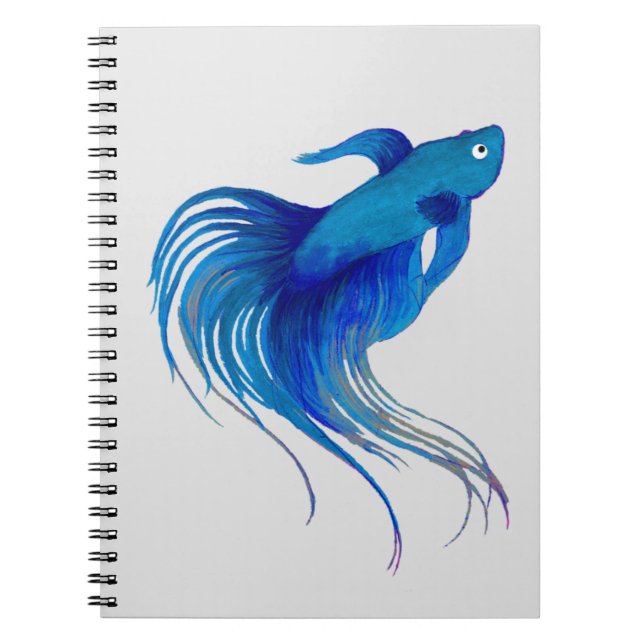 Blue Betta Watercolor Anteckningsbok (Framsidan)