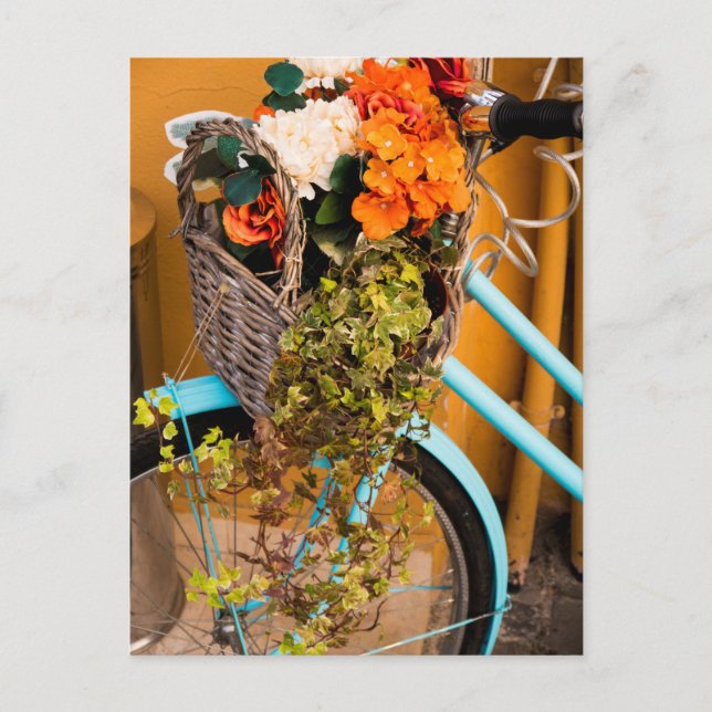 Blue Bicycle Basket Vykort (Framsida)