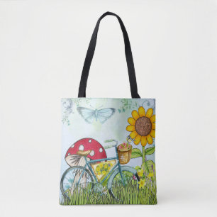 Blue Bicycle Cute Butterfly Tygkasse