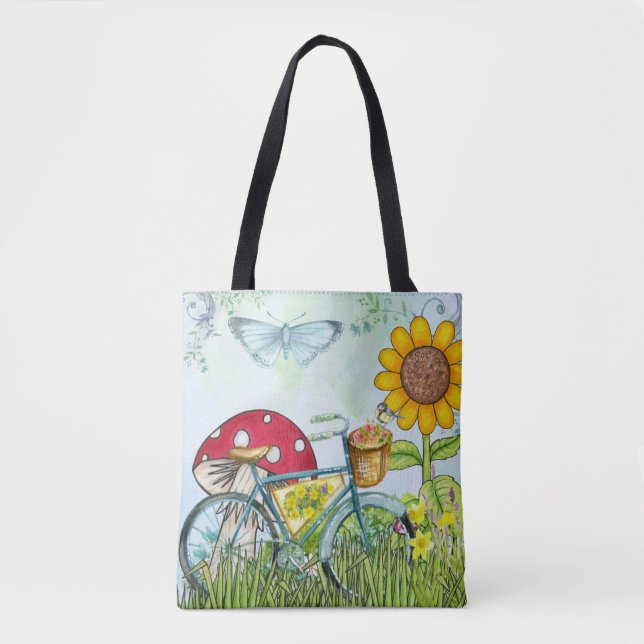 Blue Bicycle Cute Butterfly Tygkasse (Framsida)