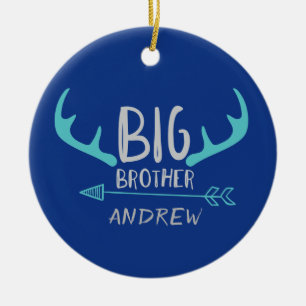 Blue Big Brother Antler Personlig Pil Julgransprydnad Keramik