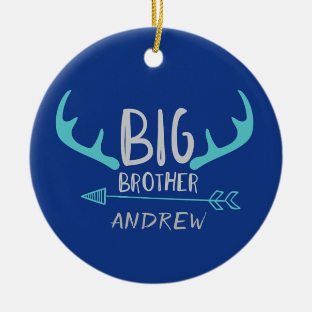 Blue Big Brother Antler Personlig Pil Julgransprydnad Keramik (Framsidan)