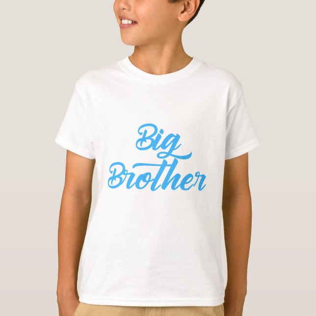 Blue Big Brother syskon Typography T Shirt (Framsida)