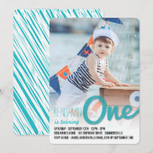 Blue Big Sketch One Pojke First Födelsedagsfest