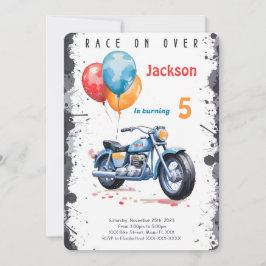 Blue Bike Birthday Inbjudningar