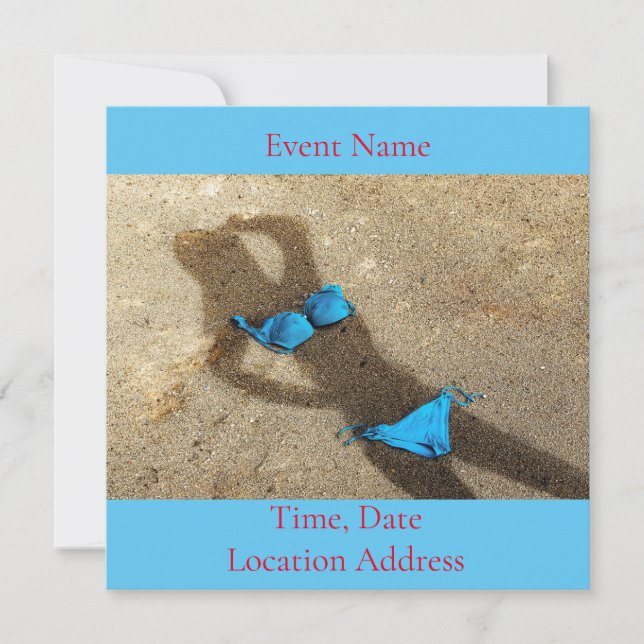 Blue Bikini Beach Sand Thunder_Cove Inbjudningar (Framsida)