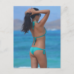 Blue Bikini Girl Photo Vykort