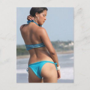 Blue Bikini Girl Photo Vykort
