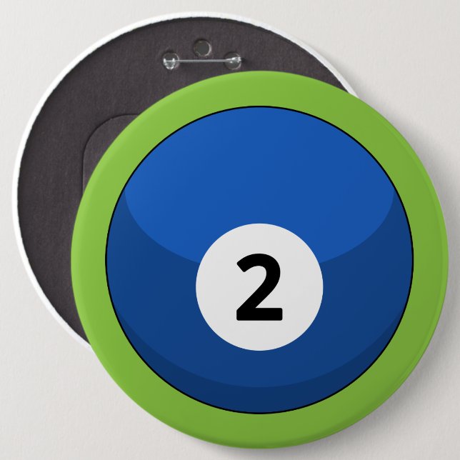 Blue Billiard Boll nummer två Knapp (Framsida & baksida)