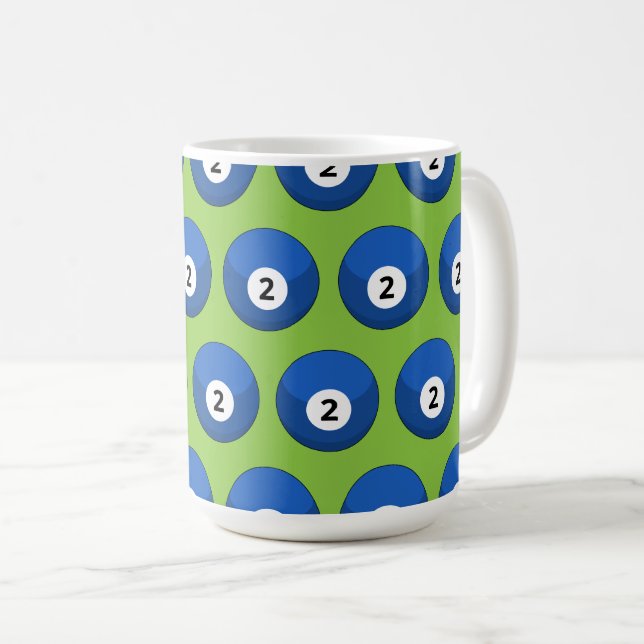 Blue Billiard Boll nummer två Mönster Kaffemugg (Framsida höger)