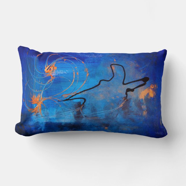 Blue Bird, Abstract Art  Lumbarkudde (Framsida)