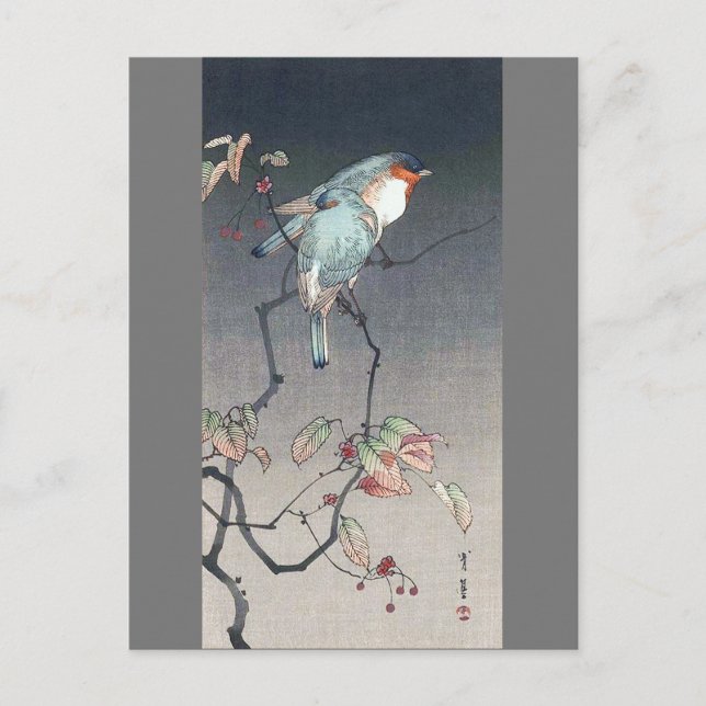 Blue Bird at Night, Watanabe Seitei Vykort (Framsida)