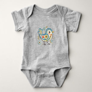 Blue Bird Blommigt Baby Bodykostym T Shirt
