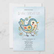 Blue Bird Blommigt Baby Shower