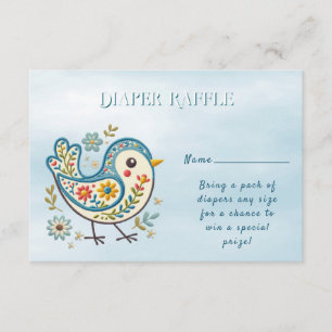 Blue Bird Blommigt Baby Shower Tilläggskort