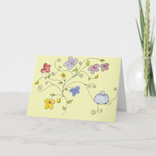 Blue Bird Bouquet Tack Kort (Framsida)