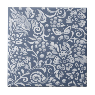 Blue Bird Butterfly Snigel Berries Woodland Ansikt Kakelplatta