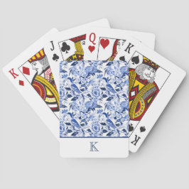 Blue Bird Chinoiserie Monogram  Casinokort