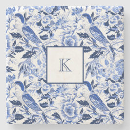 Blue Bird Chinoiserie Monogram  Stenunderlägg