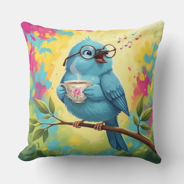 Blue Bird Cozy Throw Pillow  Kudde (Framsida)