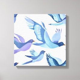Blue Bird Flight | Modern vattenfärgsmålning Canvastryck