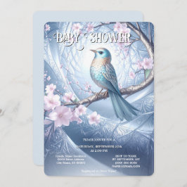 Blue Bird Floral Baby Shower Invitation Inbjudningar