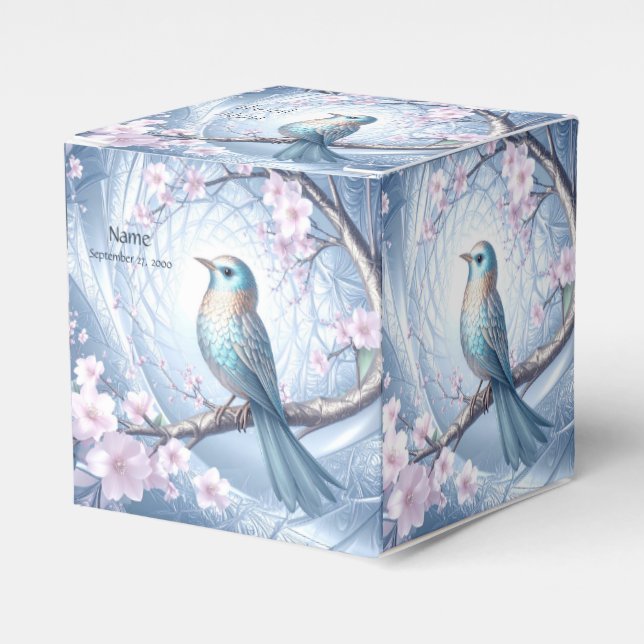 Blue Bird Floral Favor Box Presentaskar (Framsidan Sidan)