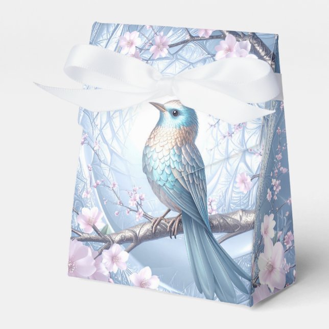 Blue Bird Floral Favor Box Presentaskar (Framsidan Sidan)