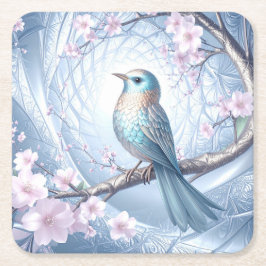 Blue Bird Floral Paper Coaster Underlägg Papper Kvadrat