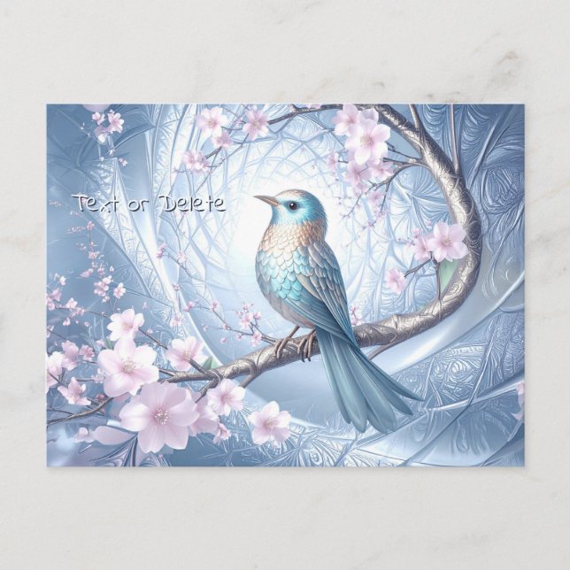 Blue Bird Floral Postcard Vykort (Framsida)