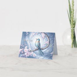 Blue Bird Floral Thank You Card Tack Kort