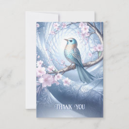 Blue Bird Floral Thank You Card Tack Kort