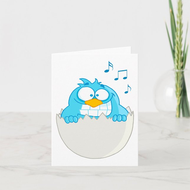 Blue Bird Hatching från Egg Singing Funny Animal Kort (Skapare uppladdad)