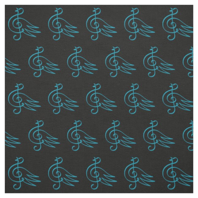Blue Bird Music Mönster Tyg (Provkarta)