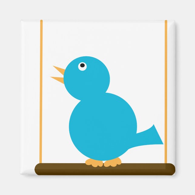 Blue Bird on a Perch Magnet (Framsidan)