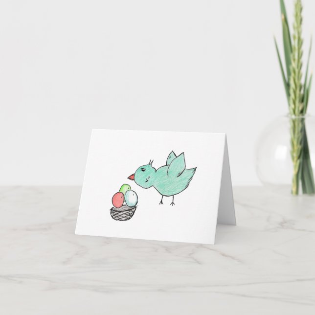 Blue Bird Påsk Sticker Tack Kort (Framsida)