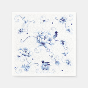 Blue Bird Ro Chinoiserie Blommigt Pappersservett