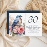Blue Bird Rosa Flowers 30års födelsedag Inbjudningar<br><div class="desc">Elegant Blue bird and rosa vattencolor blommor 30års födelsedag bjudande in. Kontakta mig om du behöver hjälp med dina anpassningar eller om du vill be om ytterligare matchning eller samordning av Zazzle-produkter för firande.</div>