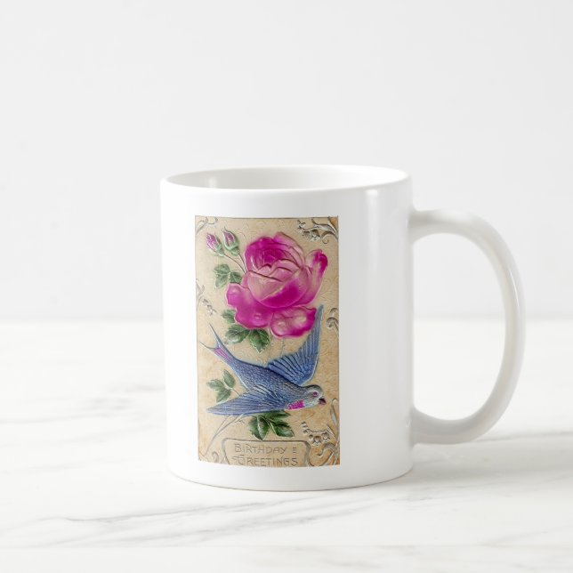 Blue Bird Rosa ros Kaffemugg (Höger)