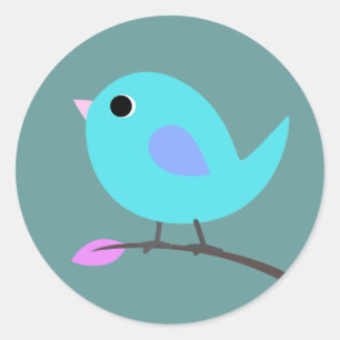 Blue Bird Sticker Runt Klistermärke
