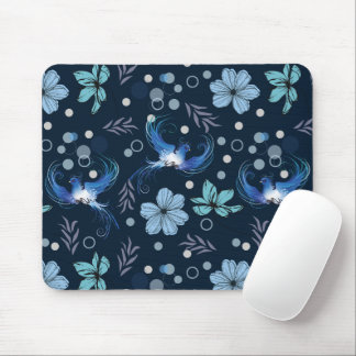 Blue Birds and Floral Harmony Seamless Pattern Musmatta