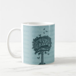 Blue Birds Butterflies Dream Träd Kaffemugg