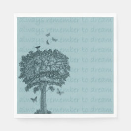 Blue Birds Butterflies Dream Träd Pappersservett