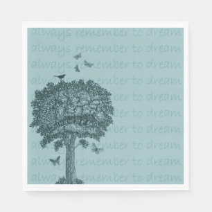 Blue Birds Butterflies Dream Träd Pappersservett