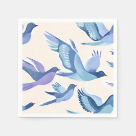 Blue Birds Flying | Modern Watercolor Pappersservett