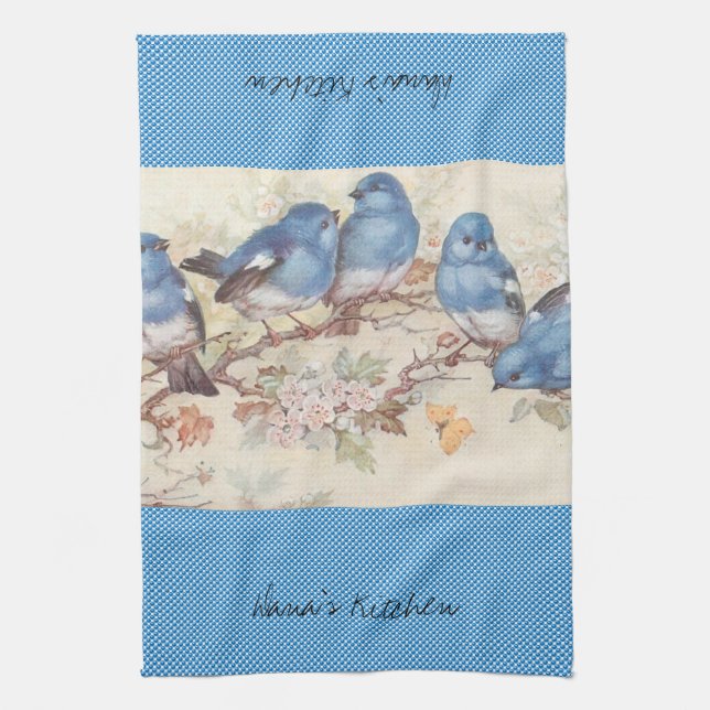 Blue Birds Kitchen Hand Towel Kökshandduk (Vertikal)